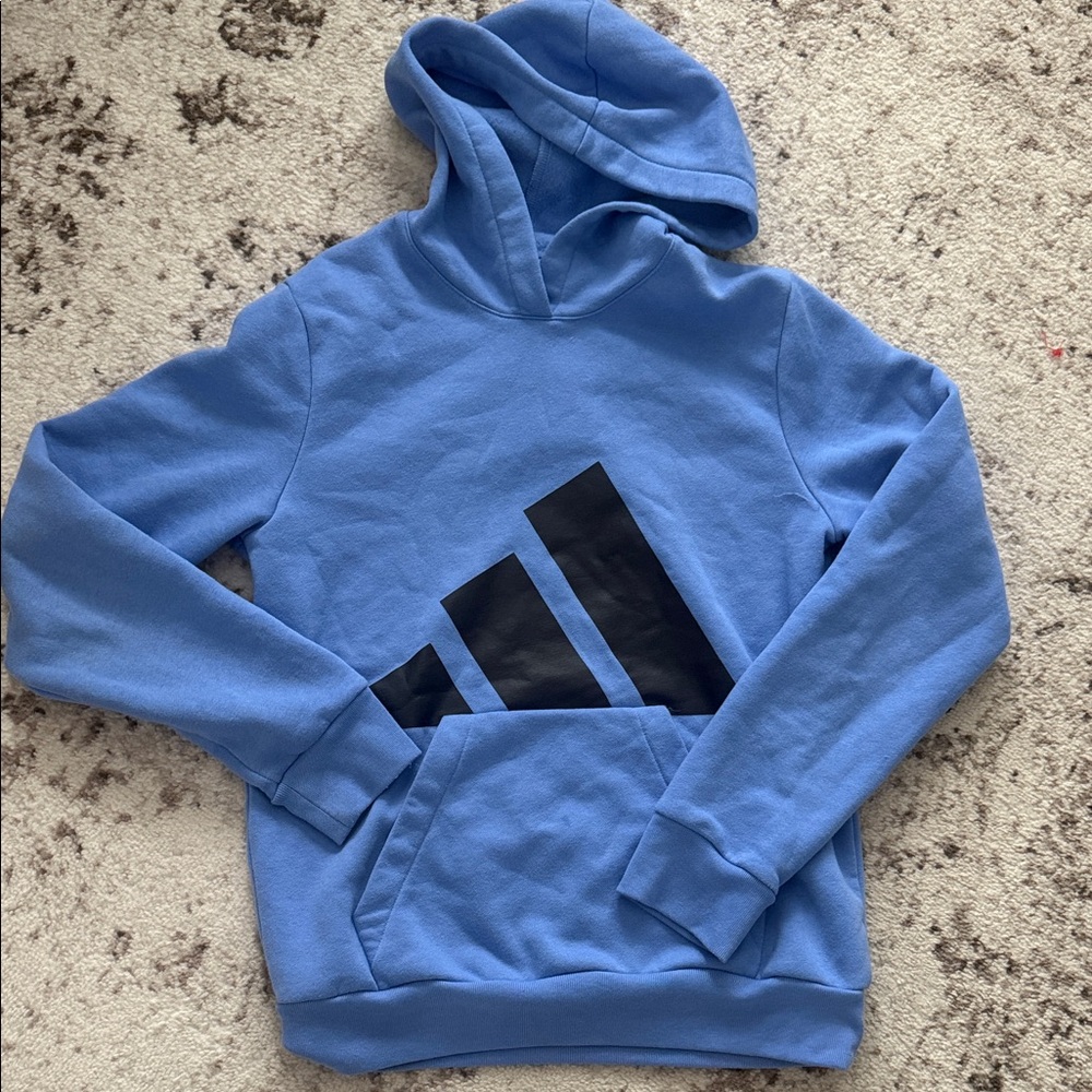 adidas Light Blue Pullover Hoodie with Black Logo